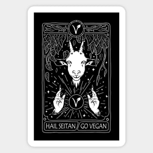 hail seitan go vegan, funny vegan slogan Magnet